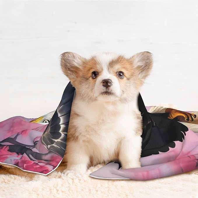 Waterproof Dog Blanket Soft Pet Blanket for Puppy Cat, Fleece Cat Throw Blankets for Furniture Bed Couch Sofa Reversible - Flower Bald Eagle