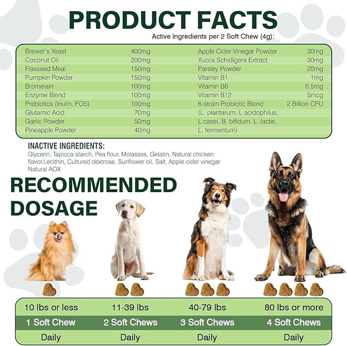 200 Chews No Poo Chew for Dogs-Flea and Tick Prevention Chews-2 in 1 Control Coprophagia & Flea Tick Supplement-Natural Soft Treats Deterrent Eat Poop with Digestive Enzymes Probiotics-Chicken