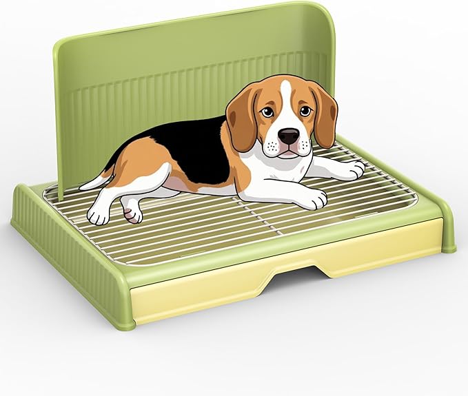 Upgrade Dog Potty Tray with High Wall,23.62"X18.5"Pee Pad Holder,Litter Box for Pet,Mesh Training Holder for Puppy and Small Size Dog,Housebreaking Supplies, Pet Products (Green)