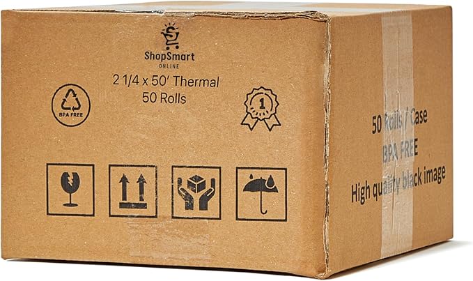 (50 Rolls) 2 1/4 x 55 Thermal Paper Rolls (57mm x 30mm) For New Square Terminal Credit Card Machine 50 GSM Paper Thickness For VeriFone VX520 Ingenico ICT220 ICT250 First Data FD400 BPA FREE
