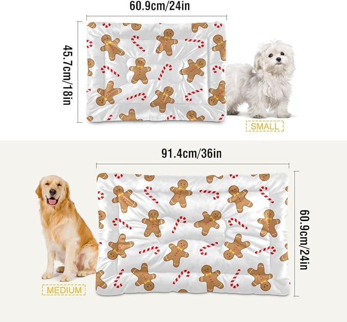 Christmas Cookie Gingerbread Man Pet Bed Cute Dog Bed Mat Absorbing Non Slip Pad Pet Sleeping Mat for Small, Medium, and Large Dogs Puppy Cat 24 in x 18 in