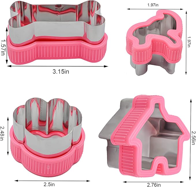 Dog Baking Supplies - Silicone Molds, Stainless Steel Puppy Paw Bone House Cookie Cutters, with 100 Pieces Dog Treat Bags for Homemade Chocolate, Candy, Jelly, Ice Cube, Doggie Treats