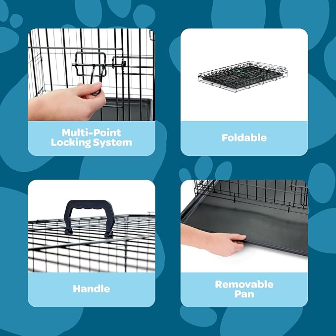 Carlson Pet Products Single Door Metal Dog Crate, Medium 30" Dog Crate for Medium Dogs & Puppies, Foldable Collapsible Dog Kennel with Removable Tray, Portable Wire Dog Cage for Training & Travel