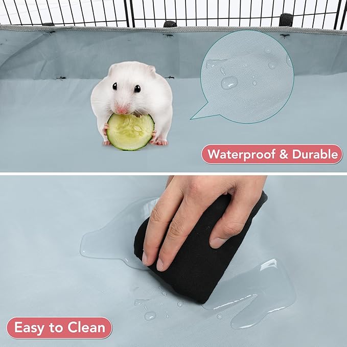 12 Panels Small Animal Playpen, 48" x 24" x 16" Pet Playpen with Waterproof Mat, C&C Cage for Guinea Pigs, Puppy Play Pen, Bunny Playpen, Indoor Outdoor Portable Metal Wire Yard Fence