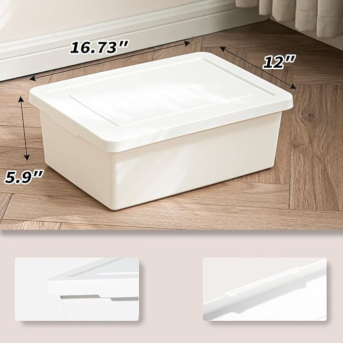 15 Quart Stackable Plastic Storage Bins with LidsStorage Container for Organizing, Storage Boxeswith Handle for Shelves, Cube Storage Bin for CraftSnacks, (white，2L)