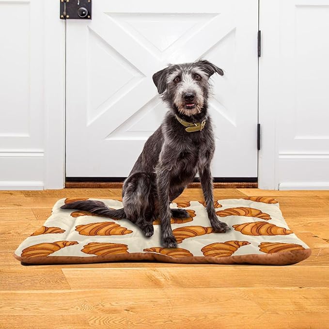 Crunchy Croissants Pet Bed Cute Dog Bed Mat Absorbing Non Slip Pad Pet Sleeping Mat for Small, Medium, and Large Dogs Puppy Cat 24 in x 18 in