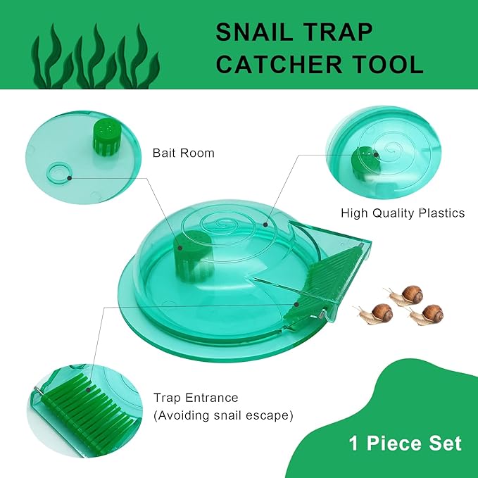 Aquarium Snail Trap, Plastic Snail Catcher for Freshwater Fish Tank Green Snail Catch Box Snail Removal Supplies Aquarium Cleaning Spare Parts Accessories