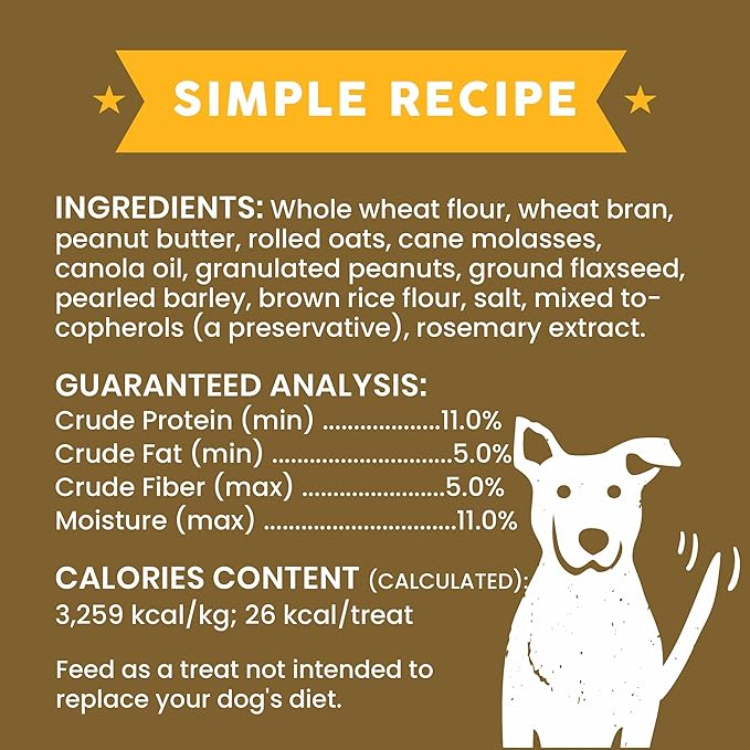 Cloud Star Wag More Bark Less Oats & Grains Crunchy Dog Treats, Peanut Butter, 16 oz. Box (Pack of 2)