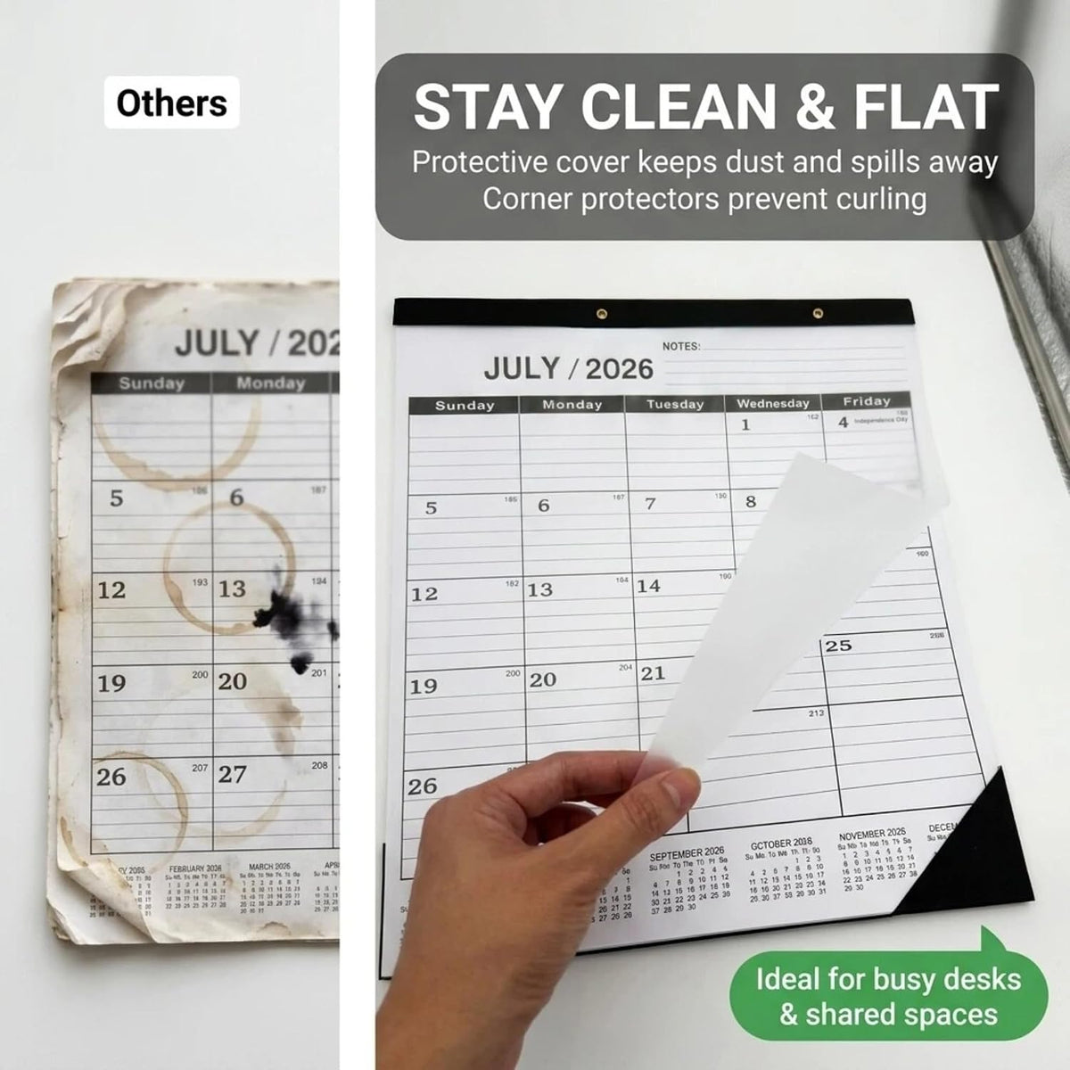 2026-2027 Monthly Desk Calendar Large 22" x 17" - 18 Month July 2026 to December 2027 Desktop Blotter with Waterproof Frosted Cover, 120g Thick Paper for Home and Office