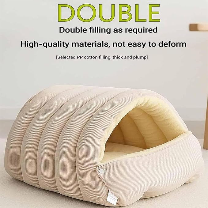 Expectation Cat Bed, Removable and Washable Winter Closed-Off Cat Bed, Soft Fluffy Warm Autumn/Winter Cats House, Washable Non-Slip Pet Sleeping Bag for Indoor Cats Small Dogs (D,Medium)