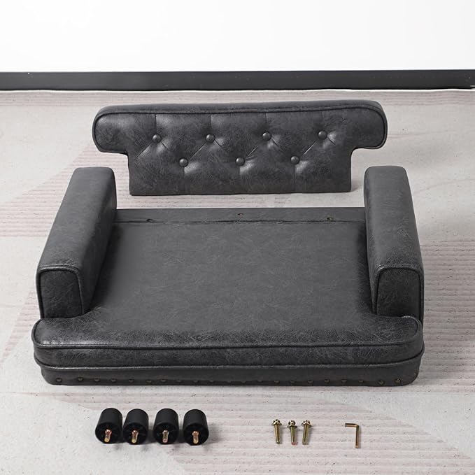 Dog Bed,Cat Bed,Dog Couch,Cat Couch,Puppy Bed,Pet Sofa,Pet Couch,Pet Bed for Cats, Wooden Frame and Suede Fabric,for Small Breeds Using (Grey)