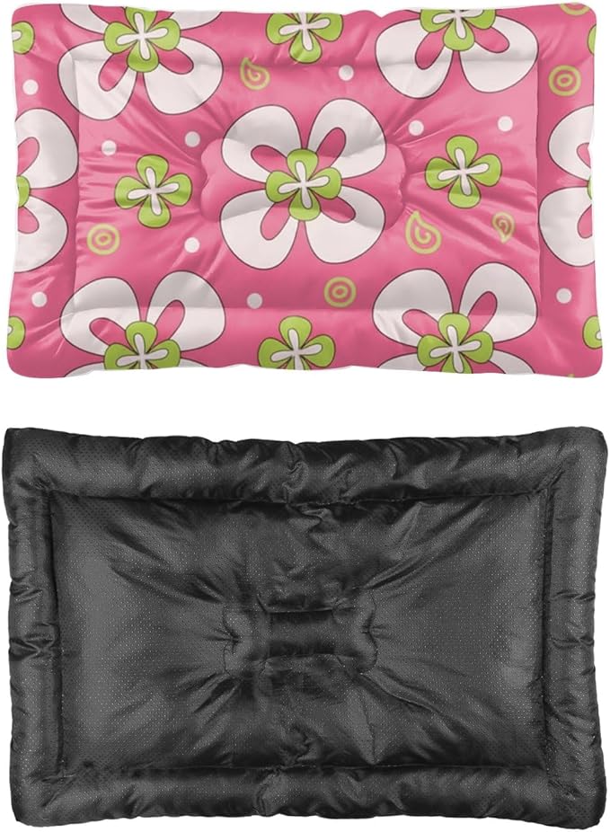 Pink Abstract Floral Dog Beds and Furniture Small Dog Crate Mat Pad for Crate Washable Beds Washable Non-Slip for Medium Dogs Bed Pet Mat Doggy Medium Dogs Indoor Outdoor 36X24 Inch