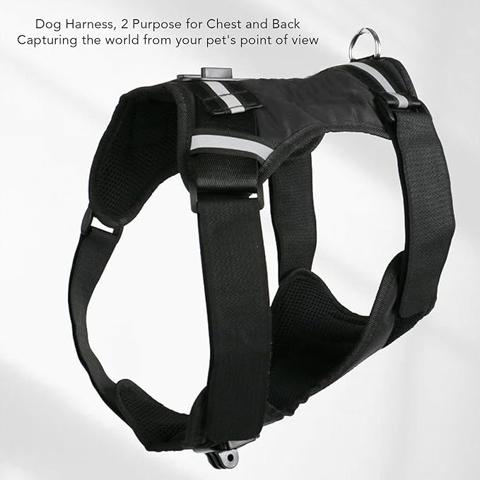 Action Camera Dog Harness Mount, Nylon Pet Harness Vest with Adjustable Straps, Chest & Back Fixation for Large Medium Small Dogs 835kg, Compatibility for Recording