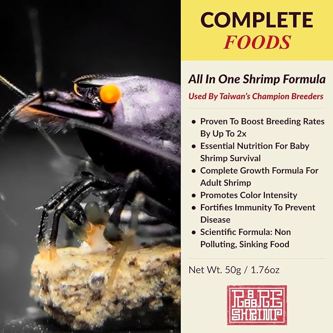 Professional Shrimp Food, Natural Premium Ingredients, High Protein, Rich in Vitamins for Crystal Shrimp, Caridina, Neocaridina, Ornamental, Taiwan Breeder Foods Formula (200g)