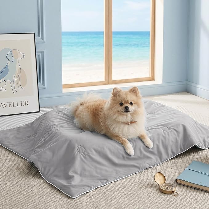 Soulbond Cooling Blanket for Extra Large Dogs - Q-MAX>0.45, Washable Cool Pet Cats Throw Blanket for Hot Weather, Self-Cooling Soft Dog Mat for Bed Crates Couch Sofa Cars(50"x60", Dark Gray)