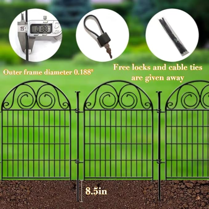 Tall Garden Fencing Animal Barrier with Gate, 32 Inch(H) 4 Panels Dog Fence Outdoor for Yard, Total Length 8.8 Ft Decorative Fence for Garden│Patented