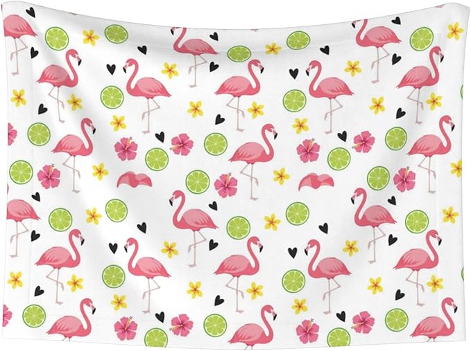 Dog and Cat Blanket in One, Cute Pink Flamingo, Double Sided Plush Throw with Raised Dot Pattern on One Side and Flat Velvet on Other for Variety
