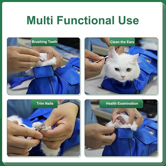 HDKUW Cat Grooming Bag,Foldable Travel Carrier for Cats,Anti-Bite Anti-Scratch Cat Grooming Restraint Bag,Pet Carrier for Administering Eye Drops,Ear Cleaner,Clipping Nails Orange M