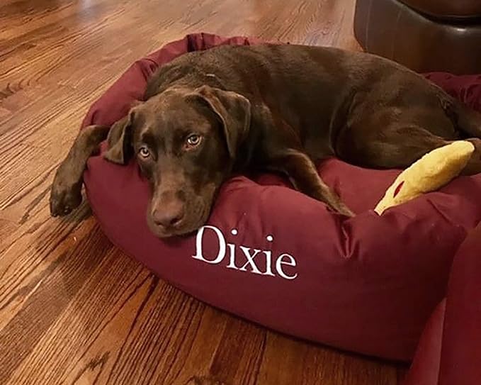 Majestic Pet 40" Round Dog Bed - Personalized Cozy Soft Washable Calming Donut Dog Bed w/ Spine Support - Burgundy (40x29x9) Large