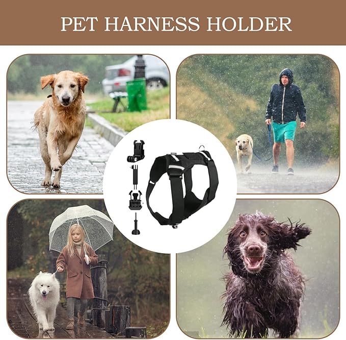 Pet Camera Harness,Adjustable Pet Secure Bracket - Puppy Camera Strap Harness Holder,for Small Medium Large Outdoor Walking Training Daily Travel Sports