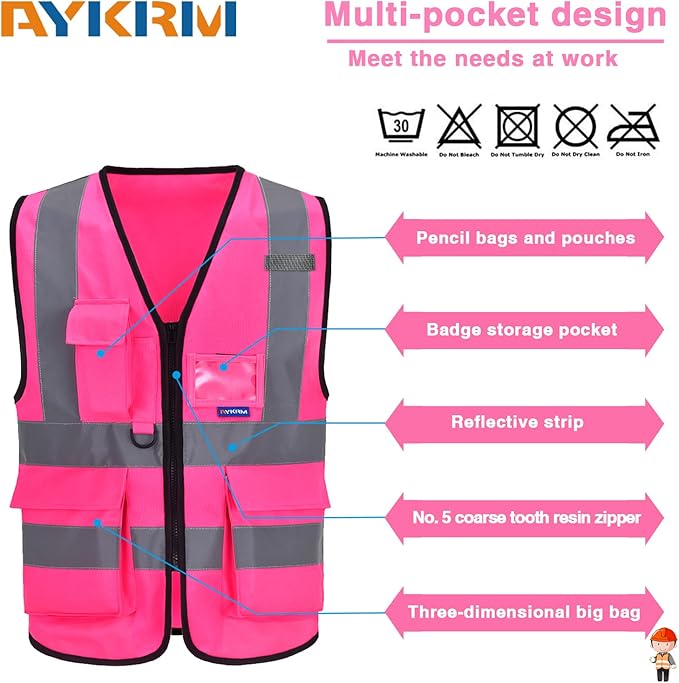 A-SAFETY High Visibility Reflective Safety Vest Customize Logo (XS-8XL)