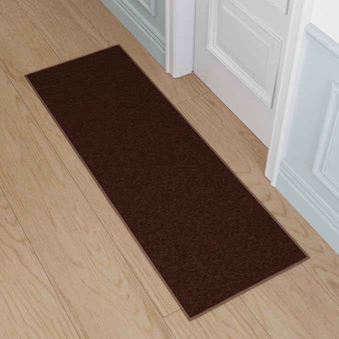 Ottomanson Hallway Runner Rug 20" x 53" Non Slip Solid Area Rugs Easy to Clean