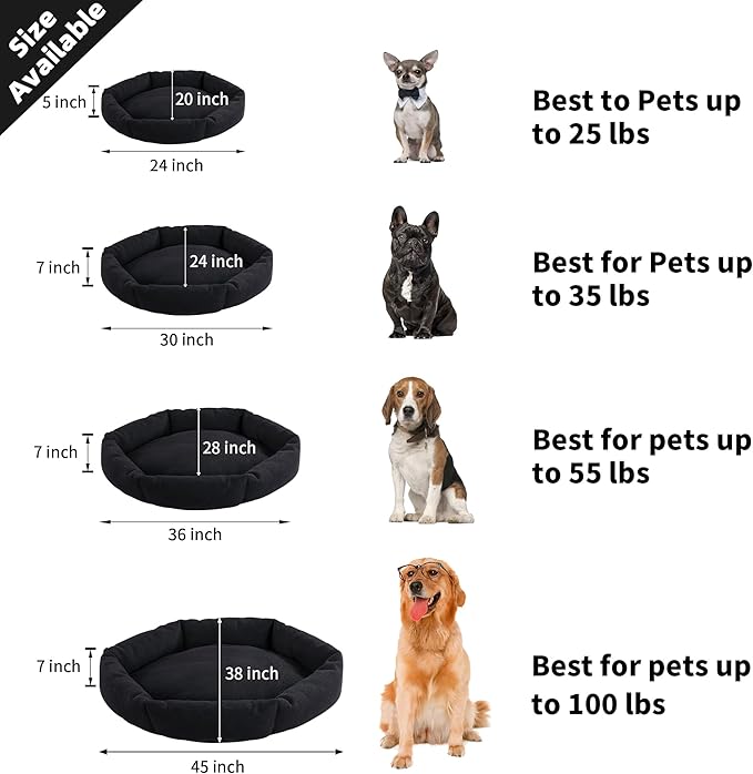 HOMBYS Indestructible Chew Proof Dog Bed for Aggressive Chewers,Round Durable Pee Proof Tough Pet Bed for Large Dog,Black (20"x24"x5")