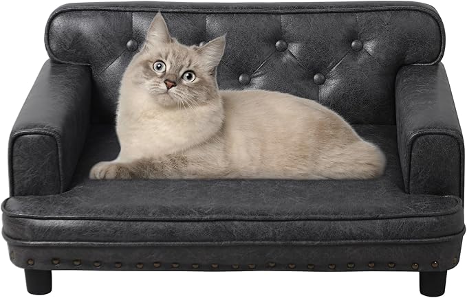 Dog Bed,Cat Bed,Dog Couch,Cat Couch,Puppy Bed,Pet Sofa,Pet Couch,Pet Bed for Cats, Wooden Frame and Suede Fabric,for Small Breeds Using (Grey)