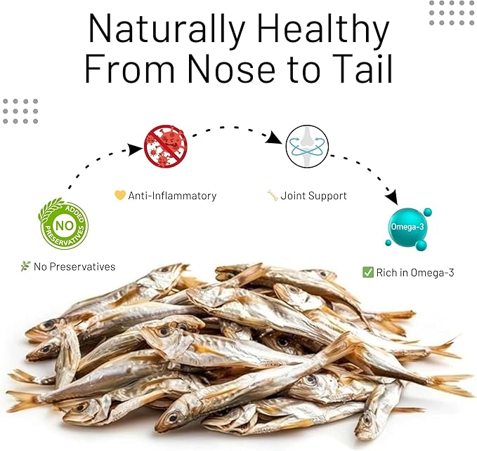 Happy Gluten Free Herring Dog Treats – Wild-Caught Dried Fish for Dogs & Cats – Single Ingredient, High Protein Fish Treats – Made in Alaska, Infused with Turmeric (3.5 oz)
