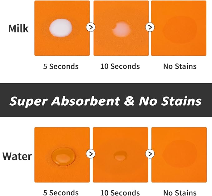 Dog Food Mat - Absorbent Cat Mat for Food and Water, No Stains Pet Feeding Bowl Mat, Easy to Clean Pet Placemats, Quick Dry Dog Water Dispenser Mat for Messy Drinkers | Paw Orange 16"x 24"