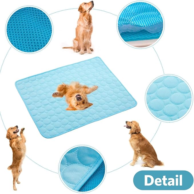 SHEJIZE Dog Cooling Mat Dog Cooling Pad Self Cooling Blanket, Washable Cooling Mat for Dogs, Pet Cooling Mat Keeps Pets Cool in Summer Heat, Resuable Fabric Cooling Mat (Blue, 15x20inch)