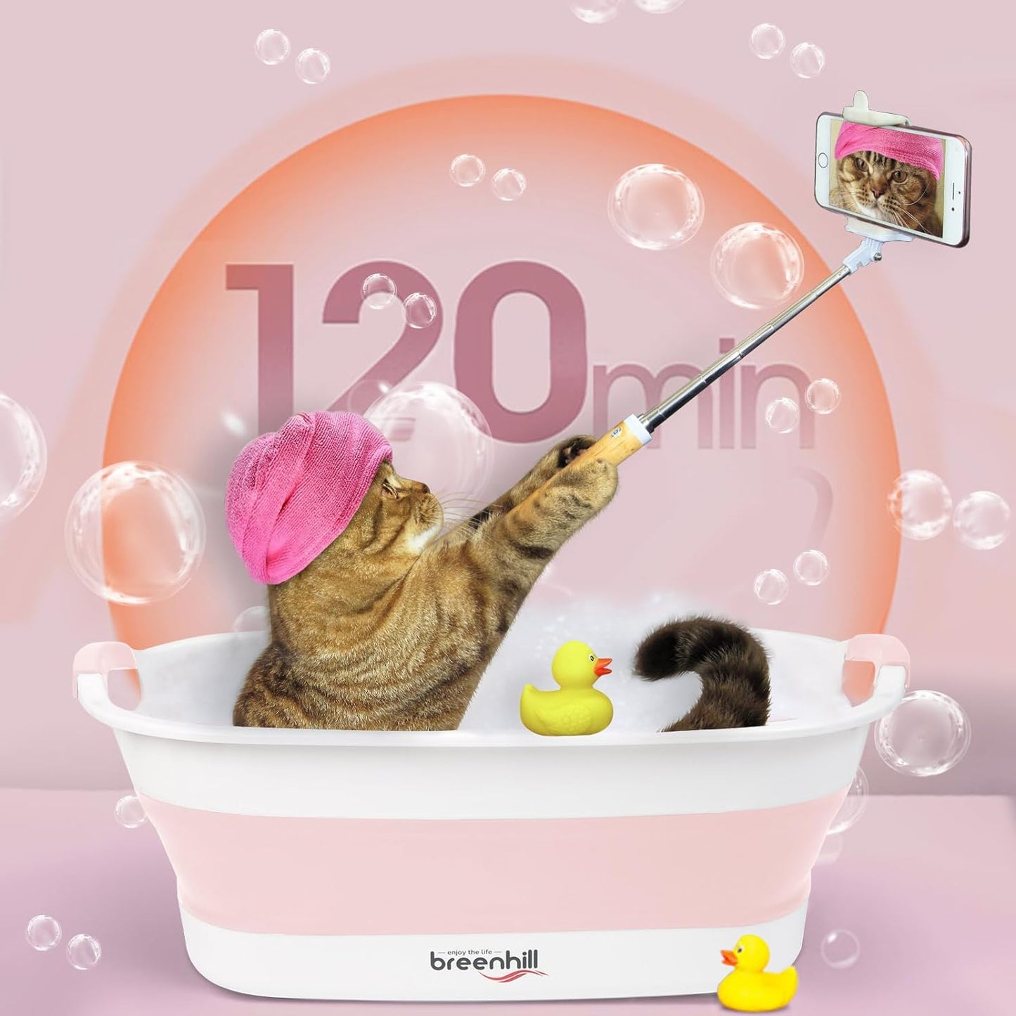 Collapsible Dog Bath Tub for Small Dogs & Cats, Portable Puppy Bath Tub with Water Drain Plug, Space Saving Foldable Pet Bathtub for Indoor & Outdoor Use, Pink
