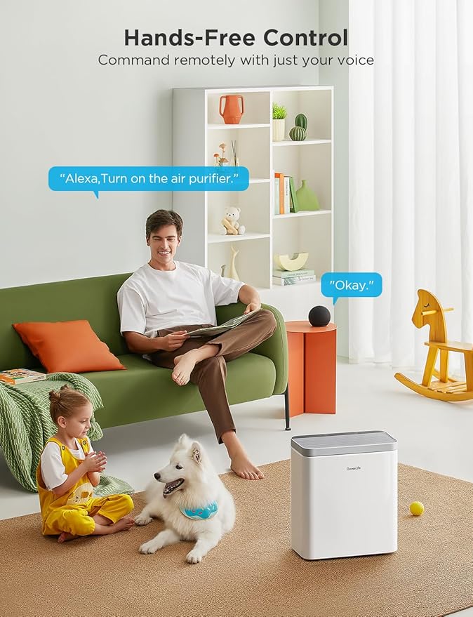 GoveeLife Smart Air Purifier for Home Large Room, Covers up to 1046 ft², Sleep Mode, 3-in-1 Filter Air Purifier with App Alexa Control for Pet Hair, Odors, Pollen and Smoke (no sensor)