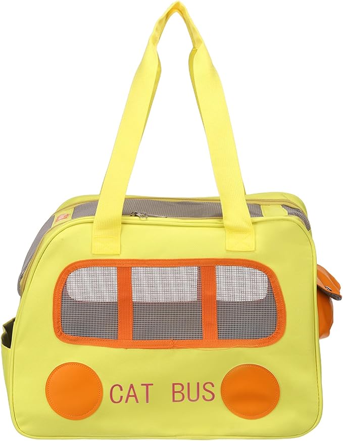 Pet Backpack Carrier, Portable and Ventilated, Oxford Cloth, Dogs Cats and Small Animals Travel Bag 16.93", (Yellow, 1 Pcs), Intended for Hiking/Camping/Traveling