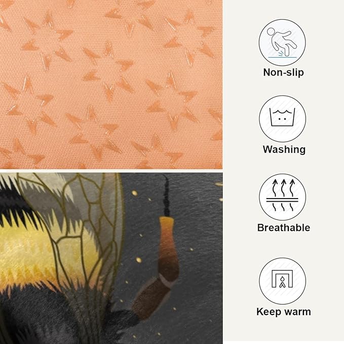 Yellow Bee Gold Pet Bed Cute Dog Bed Mat Absorbing Non Slip Pad Pet Sleeping Mat for Small, Medium, and Large Dogs Puppy Cat 24 in x 18 in