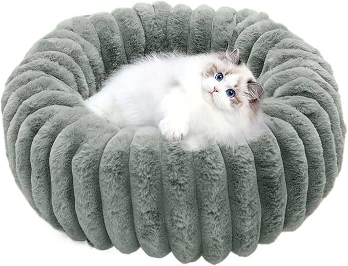 Cat Donut Bed | Cozy Warm Washable Dog Bed,Plush Pet Cushion Non-Slip Pet Furniture for Apartment Travel Corner Home Bedroom Outdoor Offices Indoor Floor Balcony