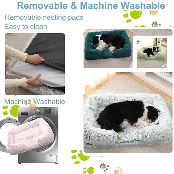 Dog Beds Large Sized dog Orthopedic, Sofa Dog Bed with Waterproof Lining and Nonskid Bottom, Rectangle Washable Dog Bed for Medium Small Dogs and Cats Comfortable ( Color : Pink , Size : 51 x 35" )