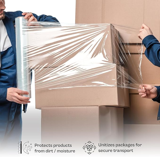 (4 Rolls) Hand Stretch WRAP Shrink Film 15 x 1500 x 90 Gauge + Free Stretch W.