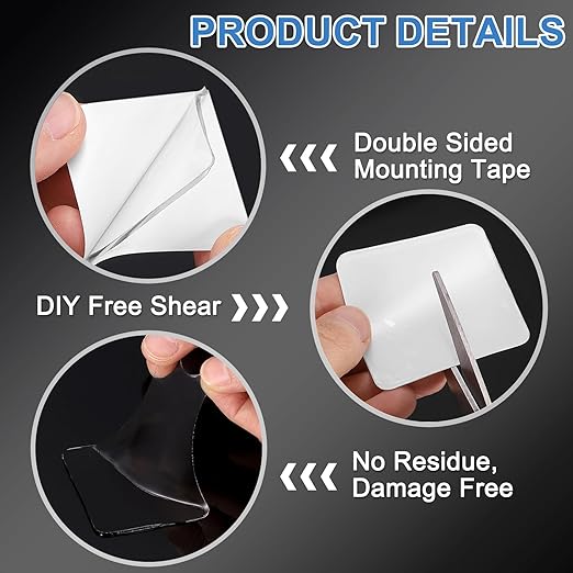 uxcell 100Pcs Double Sided Adhesive Pads, 2.36" x 1.18" Clear Removable Heavy Duty Mounting Tape Picture Hanging Sticky Adhesive Pad for Wall, Poster Picture, DIY Craft