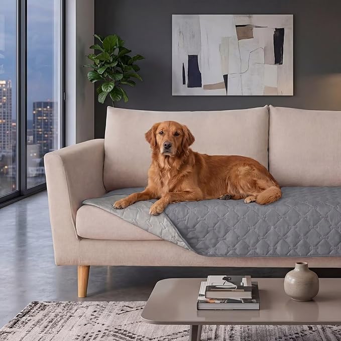 Waterproof Dog Bed Cover Pet Blanket Sofa Pet Bed Mat,Leak Proof Washable Incontinence Mattress Protectors,Suitable for People Who Cannot Take Care of Themselves,52x82 Inch Light Grey