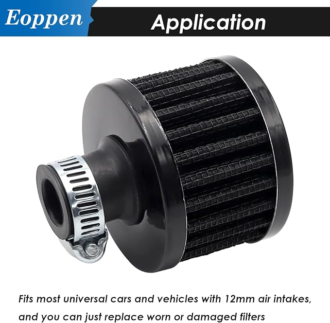 2Pcs 12mm Air Filter Mini Universal Vent Crankcase Cold Air Intake Breathe