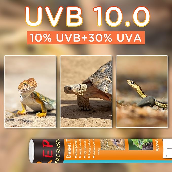 T8 UVB Reptile Light 18W 10.0-2 Pack,UVA UVB Light Bulb for Reptiles,Reptile UVB Lamp Tube for Bearded Dragon