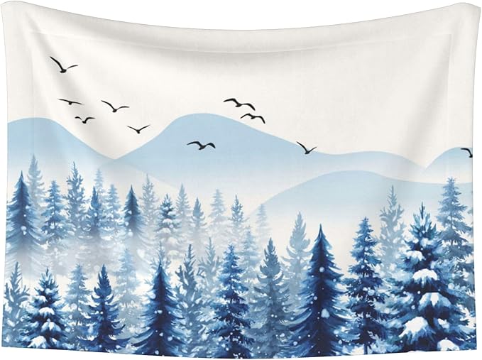 Misty Mountain Throw Blanket - Winter Trees Blanket for Dog Cat Snowy Pet Blankets 40x30 for Couch Sofa Bed