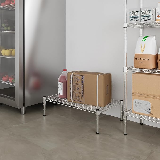 18" Deep x 30" Wide x 8" Height 1-Tier Wire Shelving Kit | NSF Commercial Storage Rack Unit