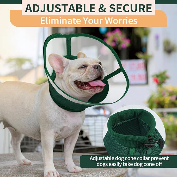 Allroaring Dog Cone, Soft Dog Cones for Small Dogs, Adjustable Doggie Cone Collar to Stop Licking, Professional Pet Recovery Cones E-Collar for Dogs Aftert Surgery Wound Healing, Green S