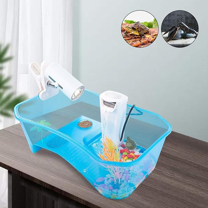 Turtle Tank Aquarium,Reptile Tank, Terrapin Lake with Platform Plants for Pet Reptile Habitat