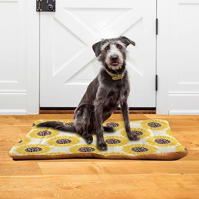 Pet Bed Leopard Print Sunflower Dog Bed Mat Absorbing Non Slip Pad Pet Sleeping Mat for Small, Medium, and Large Dogs Puppy Cat 36 in x 24 in