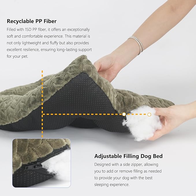 Dog Bed for Small Dogs Washable Dog Crate Bed for Dog Cages 22 inch Small Dog Bed Anti-Slip Waterproof Warming Cozy Soft Pet Puppy, Dog Pillows for Small Dogs Olive Green