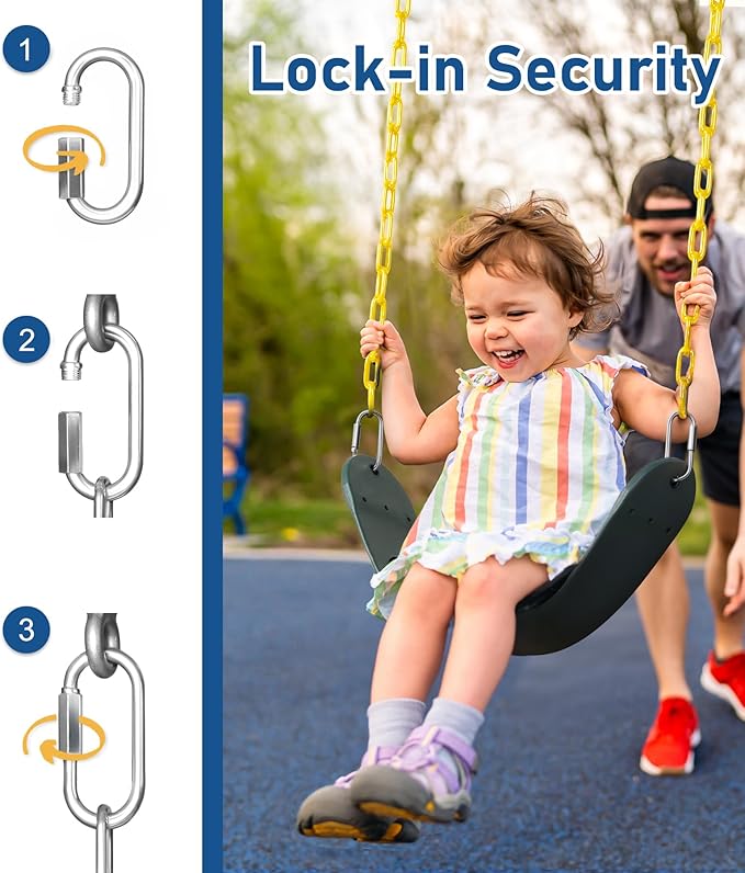 little dove 2 Pack Heavy Duty Swing Seats with 66" Rust-Resistant Chains, Swing Set Accessories Replacement with Quick Links, Kids Swings Supports 330 lbs for Outdoor Playground Trees, Green