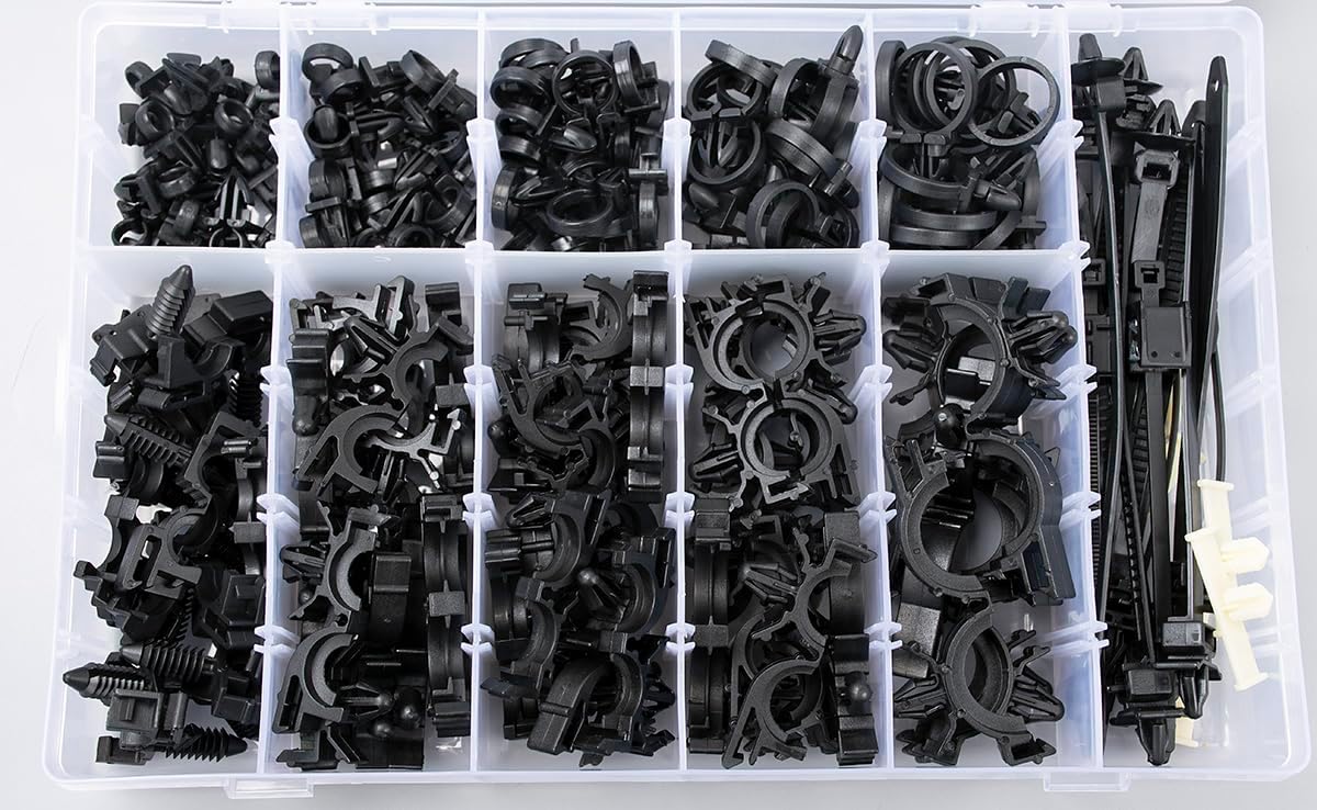 190pcs Wire Loom Routing Clips Push Mount Cable Tie Assortment